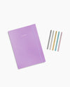 The Lavender Project Planner and Prism Roller ball pen set on a white background. 